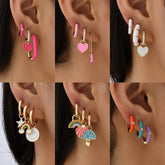 Carlotta Boho Bright Acrylic Huggie Earrings Set